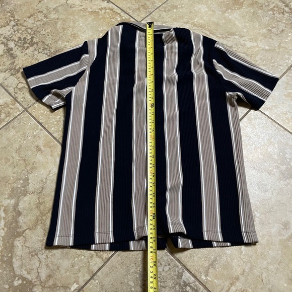 Porter & Ash‎ Mens Jacquard Stripe Short Sleeve Button Down Shirt - Medium - Picture 4 of 6